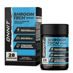 ONNIT Shroom Tech Sport Codzienna obsługa ćwiczeń Kapsułki, Suplement do ćwiczeń z Cordyceps Mushrooms, Bezkafeinowy suplement diety dla Daily Energy Support, 28 Count
