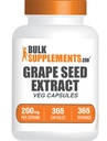BulkSupplements.com Ekstrakt z nasion winogron - Suplement przeciwutleniający, Ekstrakt z nasion winogron 200mg - Vegan & Gluten Free, 1 Kapsułka na serwowanie, 365 Kapsułki Veg (Opakowanie po 1)