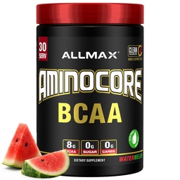 ALLMAX Nutrition AMINOCORE BCAA - 8G BCAA - 100% Pure Branch Chained Acids - Gluten Free - Arbuz - 315 Gram