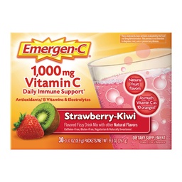 Emergen- C 1000mg Witamina C Proszek immunologiczny Truskawka Kiwi 30CT zawiera cynk, mangan, 7 B Witaminy i elektrolity do powrotu do szkoły Essentials