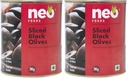 Neo Sliced Black Olive 3kg Tin I Black Olive for Pizza Topping, Pasta, Salads, Nachos, Whole Wheat Sandwich, Burger I Low Fat Ready-To-Eat Healthy Snack, Source of Fibre Nt. Wt. 3 Kg/ Net Dr. Wt. 1.56kg