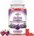 Żelazne żeberka - z wapniem, cynkiem, folianem i witaminą B12, C, B6 dla dorosłych i dzieci - Blood Builder & Energy Support for Iron Deficiency, Anemia, Wegan - Grape Flavour, 60 Gummies