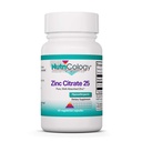 Nutricology Cynk Citrate Supplement - 25mg Cynk dla mężczyzn i kobiet, Wsparcie immunologiczne, Czysty, Well- Absorbowany, Well- Tolerated, Ślad mineralny, Kapsułki wegetariańskie - 60 Hrabia