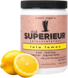 Superior Electrolytes - Plant Based Electrolyte Supplement w / Sea Minerals for Hydration & Recovery - Keto Friendly, Non-GMO, Zero Sugar, Vegan Healthy Sports Drink Powder - Lola Lemon (70 Sług)