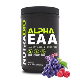NutraBio Alpha EAA - Acids All- Day Amino for Muscle Growth and Hydration - Esential Amino Acids with Nootropics & Adaptogens- Full Spectrum EAA BCAA Powder - 30 Servings - Grape Berry Crush