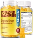 Suplement potasu Gummeje dla dorosłych Wysoka absorpcja Glukonian potasu 99mg Cytrynian magnezu 250mg z witaminą B6 B12 Wspiera nastrój, Energia, Relaksacja mięśni, Bone Health, Bez cukru