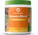 Niesamowita zielona trawa Superfood Immunitet: Super Zielony Proszek z witaminą C, Cordyceps, Burak Root Powder & Reishi Grzyby, Tangerine, 30 Słupki