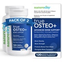 NatureCity True- Osteo + Support kości z Ashwagandha - dla siły i gęstości - Wapń bazujący na plancie z organicznym AlgaeCal, Magnezu, Witamina D3, K2, Silicon & Stress Support 124; 240 Kapsułki wegetariańskie