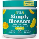 Po prostu Blossom Nutrition Daily Greens & Superfood Powder + Collagen + Probiotyki dla Kobiet Digestive Health & Bloating Relief. Pomoc Twoje zdrowie Bloom - 30 Day Supply - Mango