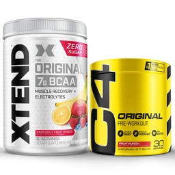 Celucor pre practikout & BCAA Bundle, C4 Oryginalny pre practikout proszek, owocowy Punch, 30 Słupki + XTEND BCAA Proszek, Knockout owoców Punch, 30 Słupki