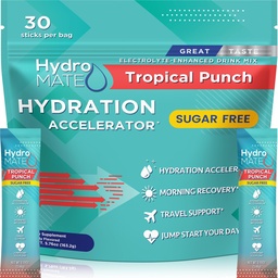 Elektrolity w proszku Wolne od cukru Pakiety nawadniania Tropical Punch HydroMATE 30 Sticks