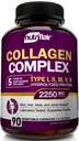 NutriFlair Multi Collagen Peptides 2250mg, 90 Capsules - Type I, II, III, V, X - Collagen Supplements Complex Powder Pills for Women and Men - Hydrolyzed Protein, Healthy Hair, Skin, Nails - Non-GMO