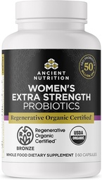 Ancient Nutrition Regenerative Organic Certified Probiotics for Women, Probiotics Women 's Extra Strength, Zdrowa trawienie i System immunologiczny Function Support, 25 Miliard CFU * Per Serving, 60 Count