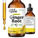 Wild & Organic Ginger Root Extract Drops - Immune & Digestive Support - Płynne suplementy Ginger - Wegan, Cukier & Alkohol Free Tincture - 4 fl oz