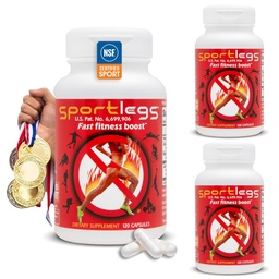 SPORTLEGS Fast Fitness Boost Wstępny trening dla mężczyzn i kobiet, Suplement kwasu mlekowego, Paliwo Endurance Sports, Suplementy Endurance dla biegaczy - NSF Certified for Sport, 120- Butelka kapsułki, Opakowanie 3
