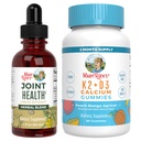 MaryRuth Organics Joint Health Liquid Drops & Witamina K2 + D3 Gummies (Peach Mango i Morelot) 124; Etykieta Projekt zweryfikowany 124; Witaminy dla wapnia, Łączniki, i wsparcia kości 124; Wegan, Non-GMO, Gluten Free