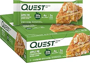 Quest Nutrition Apple Pie Protein Bar, 20 g białka, 4g węglowodanów netto, 2 g cukru, Gluten Free, Keto Friendly, 12 Hrabia