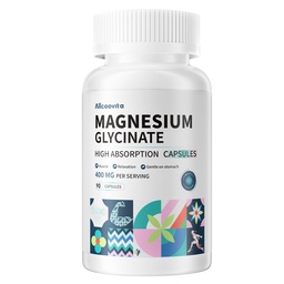Magnezu Glicynian 400 MG na Podawanie 100% Chelated do Wysokiej Absorpcji, Delikatny na żołądku, Non-GMO, 90 Kapsułki wegetariańskie