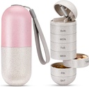 Zannaki 2 in 1 Pill Organizator z Cutter, Fiber Ziarno Cotygodniowy Pill Case duży kontener Moisture Proof, Magnetic Lock, BPA Free Travel Pill Box 7 Dzień trzymać pigułki, Witaminy, Olej rybny, Suplementy