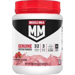 Mięśnie Mleko Genuine Protein Powder, Truskawki N Crème, 1.93 Funty, 13 Sługi, 32g Białko, 3g Cukier, Wapnia, Witaminy A, C & D, NSF Certified for Sport, Energizing Snack, Packaging May Vary