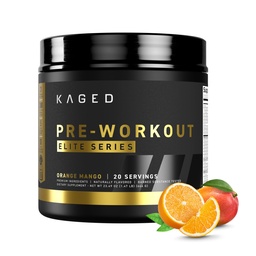 Kaged pre Workout proszek pre- Workout Elite dla mężczyzn i kobiet, wysoki stymulant dla energii, Focus, Pompy, L- Citruline, Beta Alanine, Creatine & 388mg kofeiny organicznej, Pomarańczowy Mango