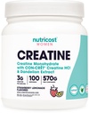 Nutricost Kreatyna monohydrat proszek dla kobiet, Mikronizowane, Lemoniada truskawkowa, 100 Służenie - wegetarianin, Non-GMO, Gluten Free