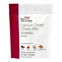 Bariatric Advantage Wapnia Citrate Chewy Bites 500 mg - Wysoko wchłaniany i spożywany - Witamina D3 - Łatwy do żucia suplement wapnia - Asorbowany słodki aromat - 90