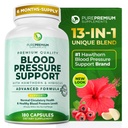 PurePremium Supplements Blood Pressure z Hawthorn Berry, Hibiscus, Czosnek i Witamina B12 - Suplement tlenku azotu dla Normalnego Zdrowia Serca, Obróbka Zdrowia i Podtrzymywanie ciśnienia krwi - 180ct
