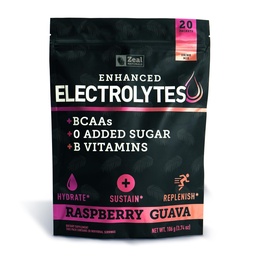 Ulepszone opakowania z proszkiem elektrolitycznym (Malina Guava Agregat 124; 20 Pakiety) w / 0 Cukier + BCAA + B- Vitaminy Suplement Elektrolitu w Cynk potasu i magnezu do hydrolizy - Keto Electrolytes