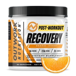 Outwork Nutrition Post Workout Recout Proszek - Monowodny kreatora, KSM- 66 Ashwagandha & Tart Cherry - Recovery Speeds, Eases Soveness - Proszek do tworzenia dla mężczyzn i kobiet, Sherbet pomarańczowy, 230 GR