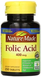 Nature Made Folic Acid 400 µg 250 Count (4 opakowania)