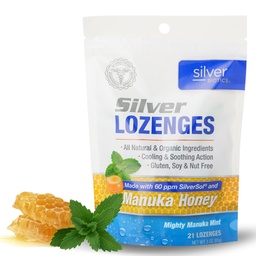 Silver Biotics Colloidal SIlver Lozenges 124; 60 PPM Ag British O SilverSol British 124; Immune Support + Throat Soothing Lozenges 124; Manuka Honey British 124; 21 Count