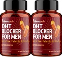 Blocker DHT dla mężczyzn 124; Suplement do wzrostu włosów z Saw Palmetto & Biotin - Witaminy wzrostu włosów - Włosy Regroth - Natural Hair Loss Supplements Liquid- Filled - Proprietary Herbal blends (180 kapsułki)