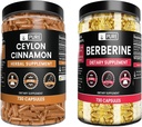 PURE WŁÓKIENNICZE Ceylon Cynamon i Berberyna Kapsułki Bundle (730 Kapsułki Każdy) Nie Magnezu lub Ryż Fillery, Laboratorium zweryfikowane