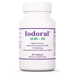 Optimox Iodoral suplement 50 mg - tabletki zawierające jodek potasu, wsparcie dla tarczycy, codzienne witaminy i minerały, roztwór jodu Lugola - 30 liczenie.