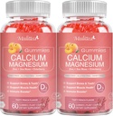 1200mg Gummeje wapniowe z D3, K2, Cynk - Kompleks roślinny Suplement magnezu wapnia z glicynianem, Potasem, Witaminą C & Whole Natural Food for Bone & Immune Support- 120 Gummy Sugar- Free