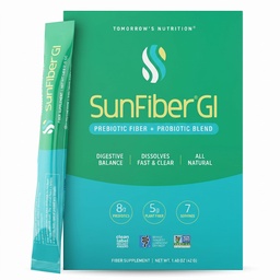 Tomorrow 's Nutrition Sunfiber GI 7- Day Kit, Prebiotic Fiber & Probiotics, 5g Prebiotic Fiber & 8 Billion Probiotics Per Serving, Low FODMAP, 7 Pakiety, Unflavored