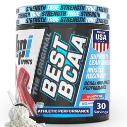 BPI Sports Best BCAA Powder - Wsparcie Odzyskiwania Mięśnie - Branched Chain Amino Acids 124; Bloki budowlane białka i mięśni - Post Workout Recovery - Hydration - Rainbow Ice, 30 Służenia