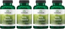 Swanson Milk Thistle (Standardized) - Herbal Liver Supplement Supplement w / 80% Silymarin - Natural Formula Pomaga utrzymać ogólne zdrowie i samopoczucie - (120 kapsułek) (4 opakowania)