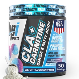 BPI Sports CLA + Karnityna - Skupiany kwas linolowy - Weight Loss Formula - Metabolizm, Wydajność, Lean Muscle - Bezkofeinowy - Dla mężczyzn i kobiet - Śnieg Cone - 50 porcji - 12.34 oz.
