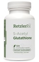 RetzlerRx S- Acetylo Glutation Supplement 100 mg na kapsułkę, Made in USA - 120 Acid- Resistant Capsules - Antioksydant Support - Non-GMO, Soy & Gluten- Free / Bergaflow ®, stopień farmaceutyczny