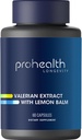 ProHealth Valerian Extract + Lemon Balm (60 Kapsułek) 160 mg Valerian + 80 mg Lemon Balm Between 124; Relaxation & Sleep Support Between 124; No Morning Groginess Between 124; Vegan Between 124; Gluten Free Between 124; Soy Free