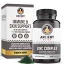 Zinc Complex Capsules with Enhanced Absorption, Antioxidant & Immune Support Supplement, Zinc Supplement for Men & Women by Ancient Bliss (60 Capsules)