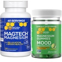 Naturalne stosy Magtech Magnezu + Nastrojowe gumki Magnezu Bundle - 4 Formy Magnezu - Relaks, Zdrowie mózgu i wsparcie stresowe * - 210 Razem Kawałki