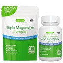 Triple Magnezu Complex 180 Tablets + Cynk Complex Wegan Bundle, Wysoka Absorpcja Chelated Magnezu + 25 mg Chelated Pikolinian cynku i Bisglicinat z miedzi, przez Igennus