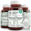 Natural Nutra Papaya Chewable Enzymes for Digestion and Body Cleanse - Supports Digestive Health, Ease Gastrointestinal Discomfort - Nutrient Absorption and Reduces Bloating - 90 Vegan Tablets