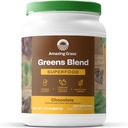 Niesamowita zieleń trawa Superfood Proszek: Zielony Proszek z Digestive Enzymy i Probiotyki, Spirulina organiczna, Chlorella, i Burak Root Proszek, Czekolada, 100 Słupki
