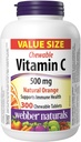 Webber Naturals Witamina C, 300 Pomarańczowe tabletki do rozgryzania i żucia, 500 mg Witaminy C na tabletkę, kości, zębów, immunologiczne i przeciwutleniacze Wsparcie