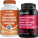 Ceylon Cynamon (1pk) i Fadogia Tongkat Ali (1pk) Suplement Bundle - Pothent Vitamin for Heart, Energy, Muscle, Testosteron, & Immune Support - Non-GMO, Wegan, Gluten- Free