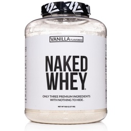 NAKED Vanilla Whey Protein Powder - All Natural Grass Fed Whey Protein Powder, Vanilla Flavor, Organic Coconut Sugar, 5Lb Bulk, GMO-Free, Soy Free, Gluten Free - 61 Servings